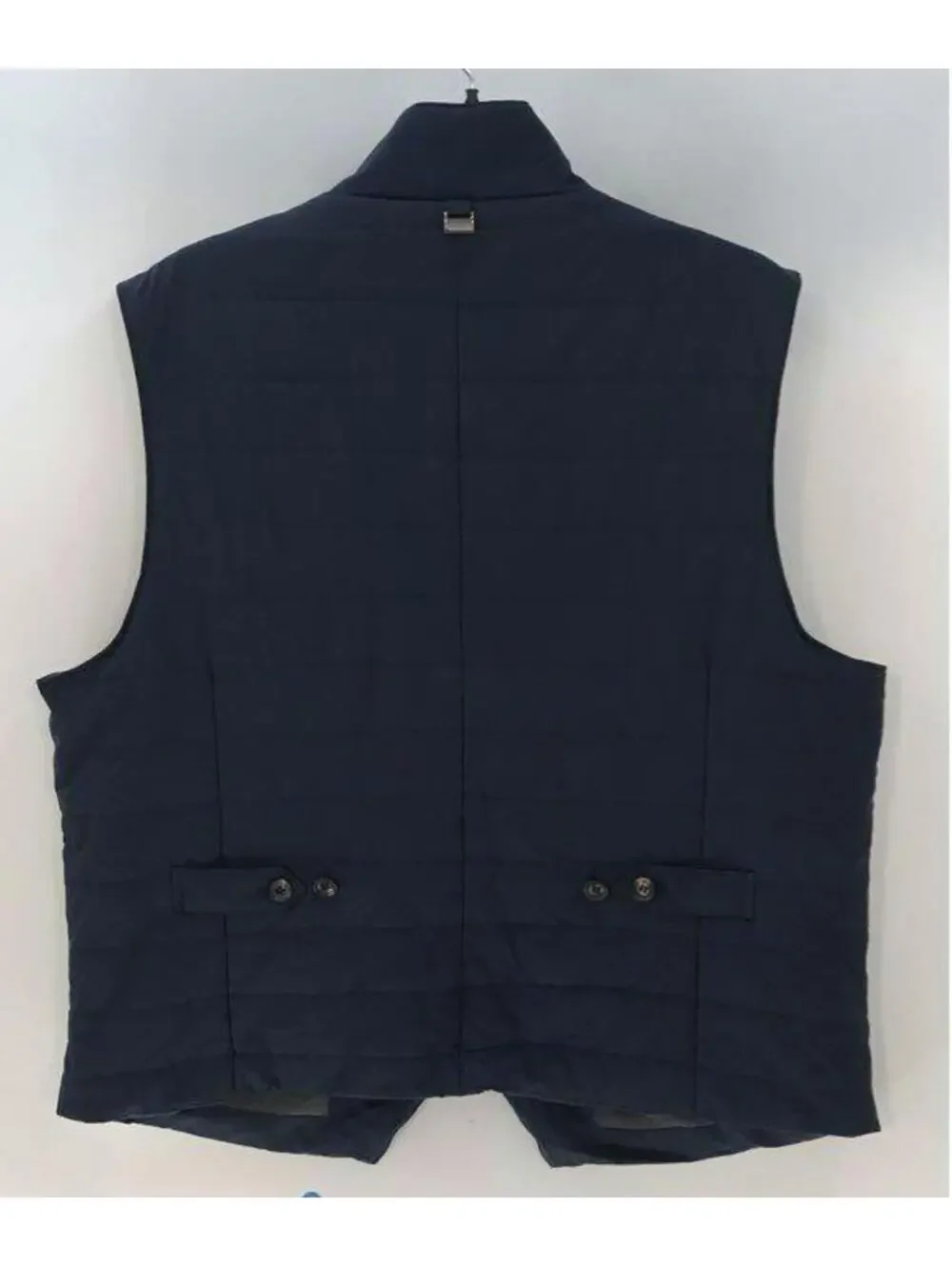$695 NWOT Corneliani Mens Blue Padded Techno Poplin Gilet Vest Size 48 XXL Lined